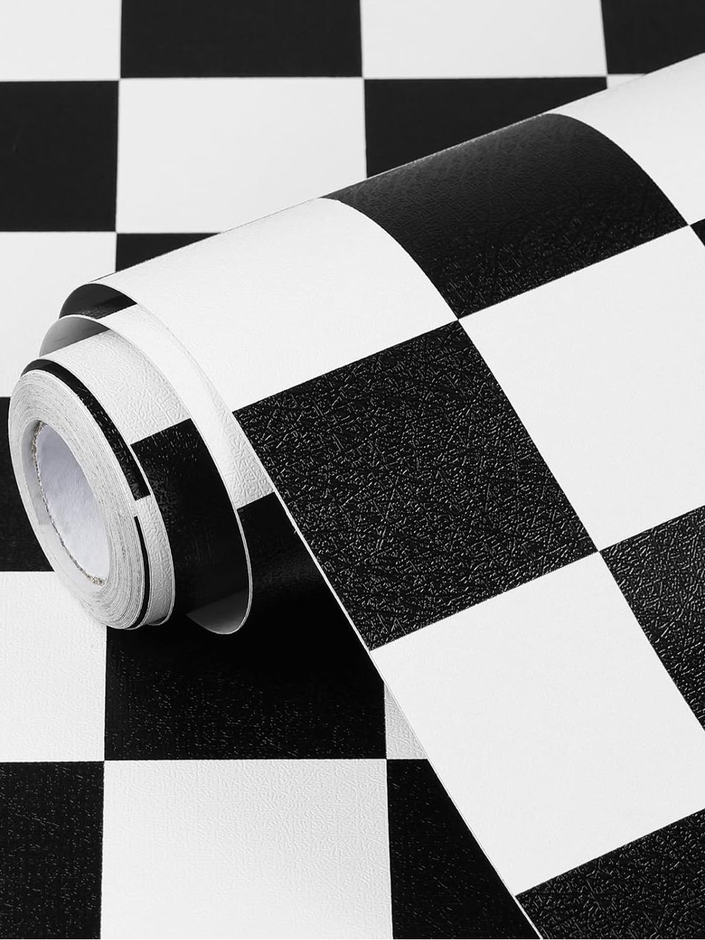 17.7"x118.1" Black & White Checkered Peel & Stick Wallpaper - Home Kitchen Etc